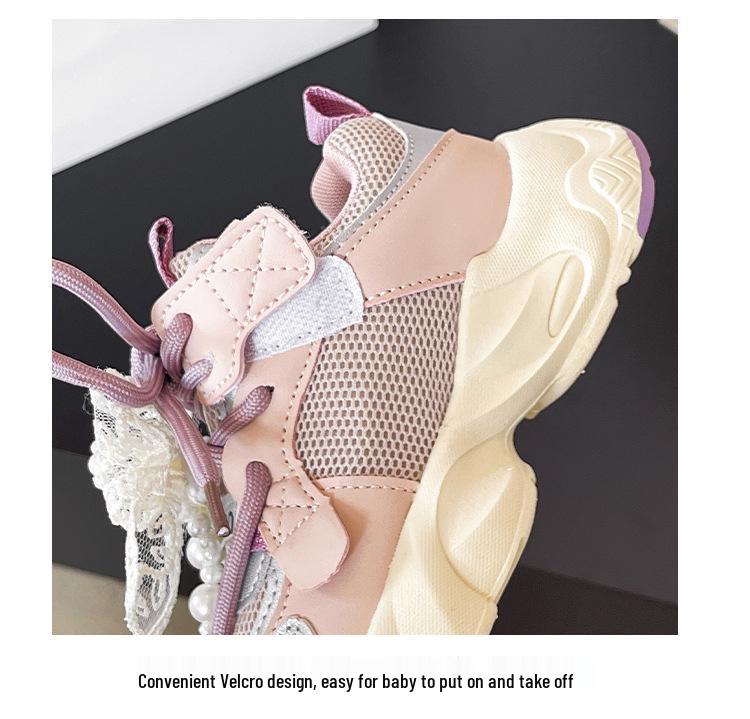 Herbst 2025 Mädchen Perlen-Sneakers - Prinzessinnenschuhe mit weicher Sohle für mittlere und große Kinder
