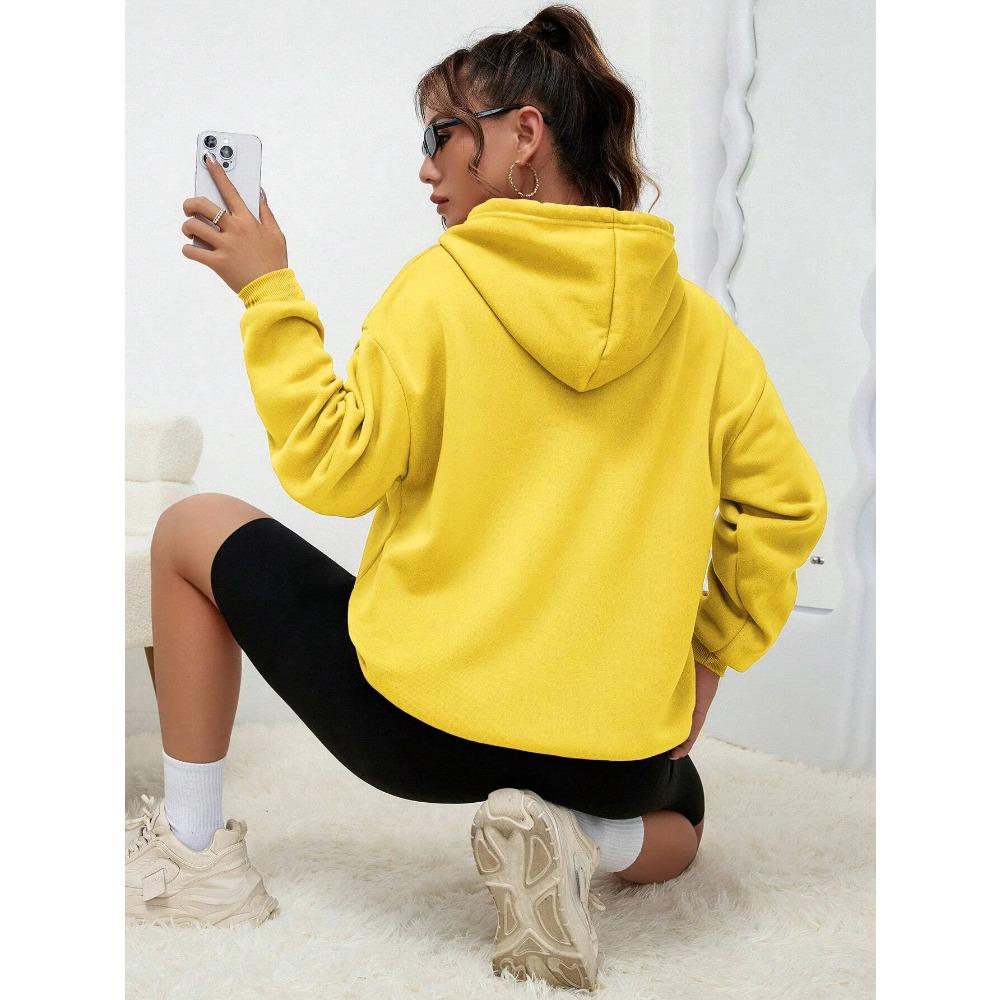 Solid Color Casual Hoodie For Female Pocket Creative Hoody All-Match Street Clothes Womens Fleece Unisex Pullovers
