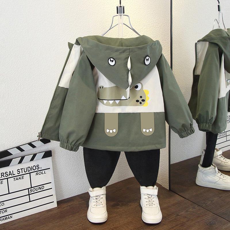 Boys and Girls Jacket Spring Ball Thin Section of The Middle and Large Children Loose Casual Hooded Rushing Coat Jacket Children's Outside