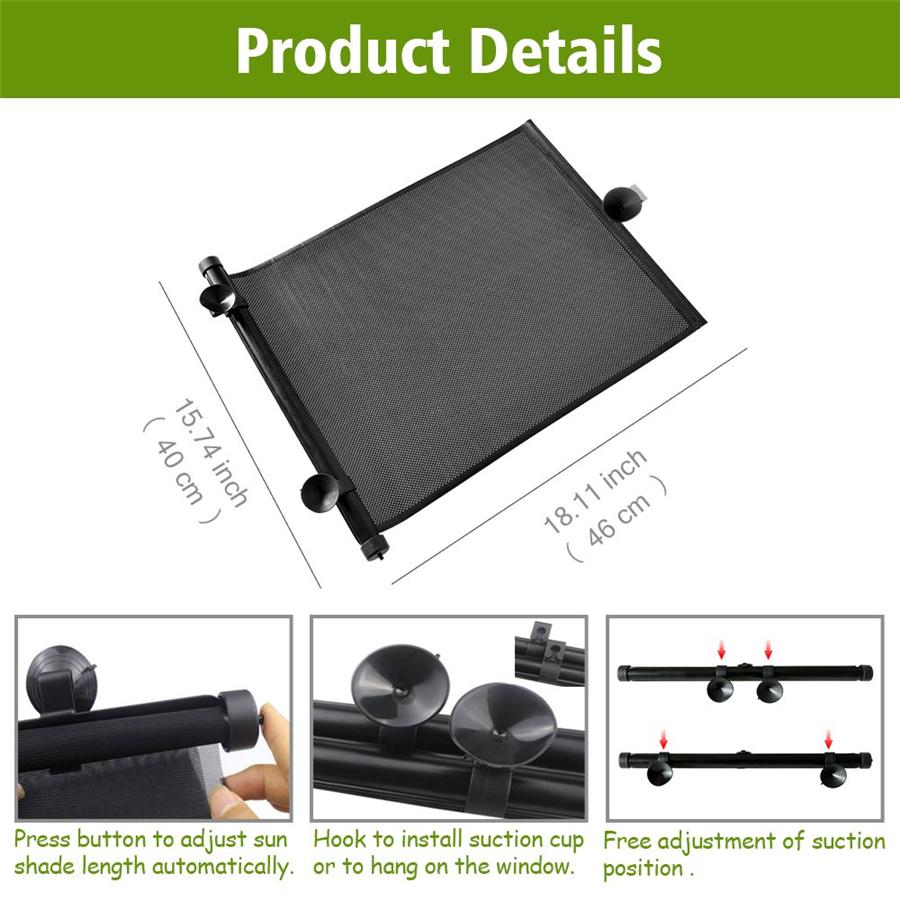 Auto Car Window Sun Shade Cover Roller Side Rear Visor Protector COVER 2 Pack