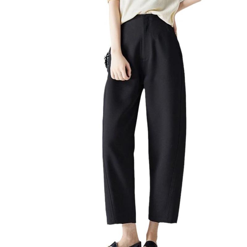 

Однотонные брюки-бананы на осень, новые повседневные универсальные свободные брюки-серпы с высокой талией, шаровары с девятью точками для женщин 2XL