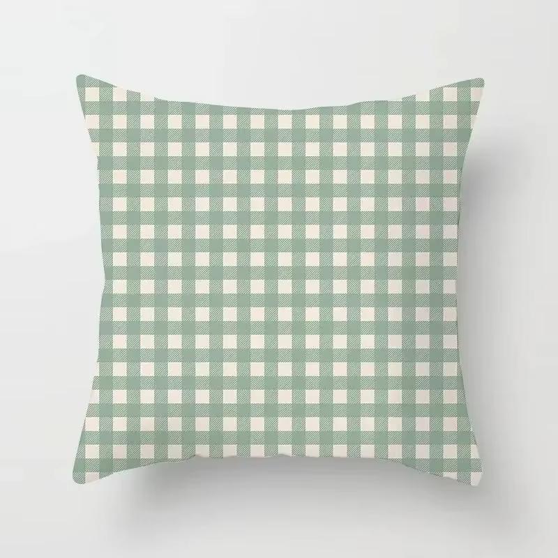 Fresh Green Geometric Pillow Cover - Modern Artistic Pattern In Soft Polyester for Living Room & Bedroom