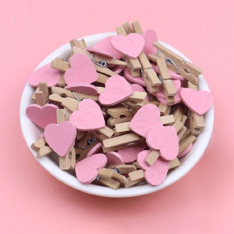 50Pcs Wood Heart Shape Pegs Wood Photo Display Clips Wood Clothes Pegs Photo Pins Set for Arts Crafts Hanging Pictures