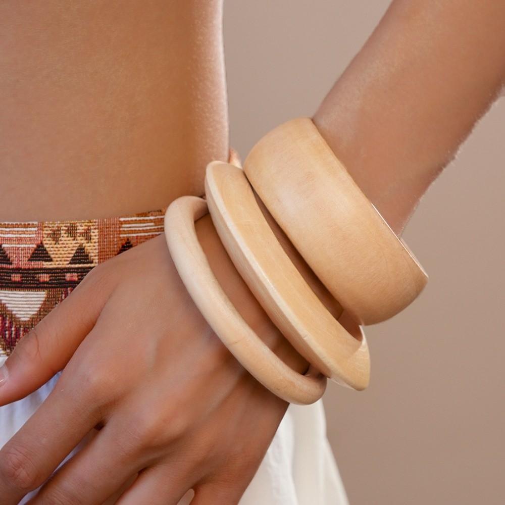Texture Wooden Bracelet Wide Geometric Bangles New Wooden Bangles  Gifts