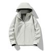 Unisex Spring Breathable Windproof Waterproof Jacket Removable Hood Stand Collar Thin Lightweight Hard Shell Outdoor Climbing Coat