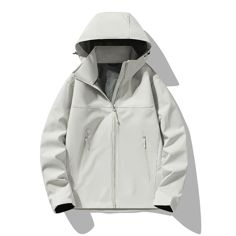 Unisex Spring Breathable Windproof Waterproof Jacket Removable Hood Stand Collar Thin Lightweight Hard Shell Outdoor Climbing Coat