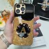 Shining Letter A Pattern Gold Metallic Paint Glass Phone Case For iPhone 11 12 13 14 15 16 17 Pro Max Plus 17 Air 16E Cover