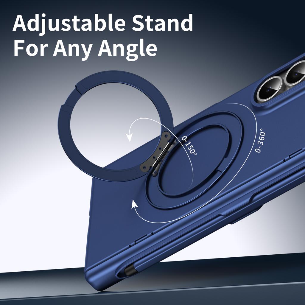 Luxury 360 Rotating Magnetic Phone Case For Samsung Z FOLD 7 6 5 4 3 Lens Protection Tempered Glass Film Drop Resistant Cover