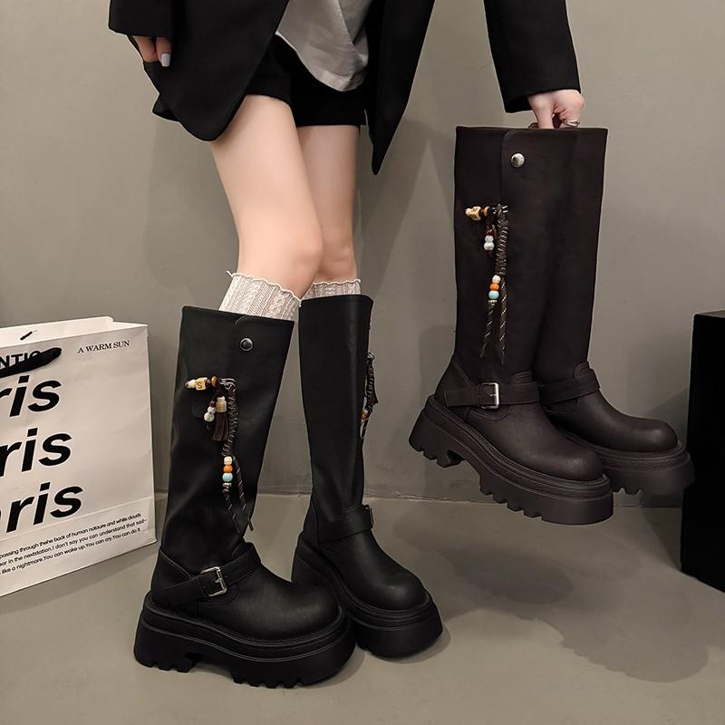 But Knee Boots Women's Thick Legs 2025 New Autumn and Winter Black Thin Boots Small Thick-soled High Knight Boots