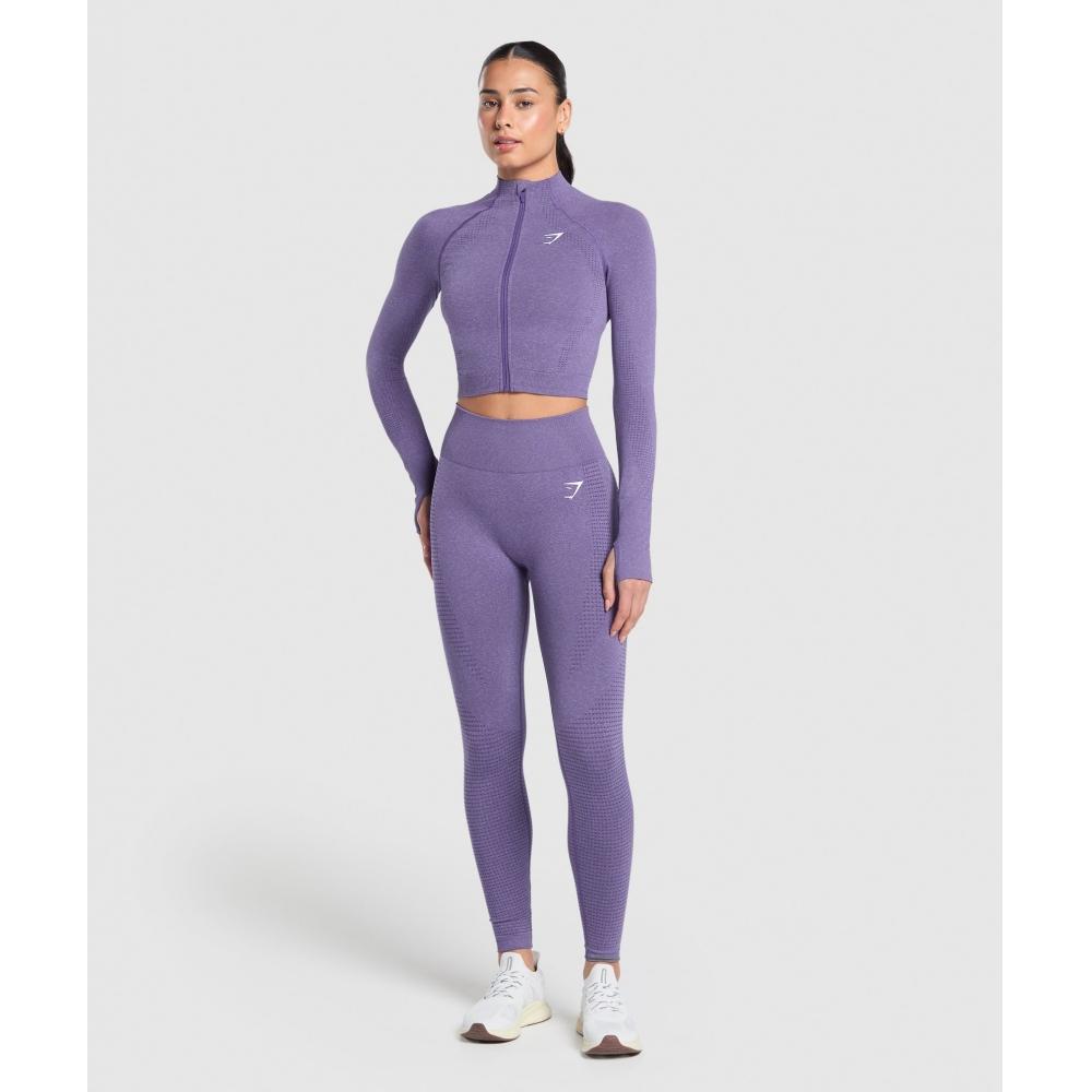 Gymshark Pulover Vital Seamless Midi Zip 2.0 Funcțional Violet Marl B5a9q Pb8h