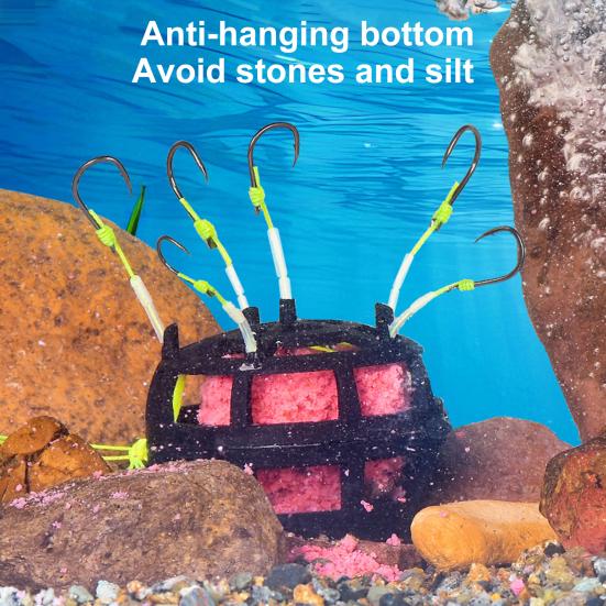 Reverse Bottom Bait Cage Fishing Hook 360-Degree Floating Design Full Strike Coverage Bait Cage Trap Fishing Hooks