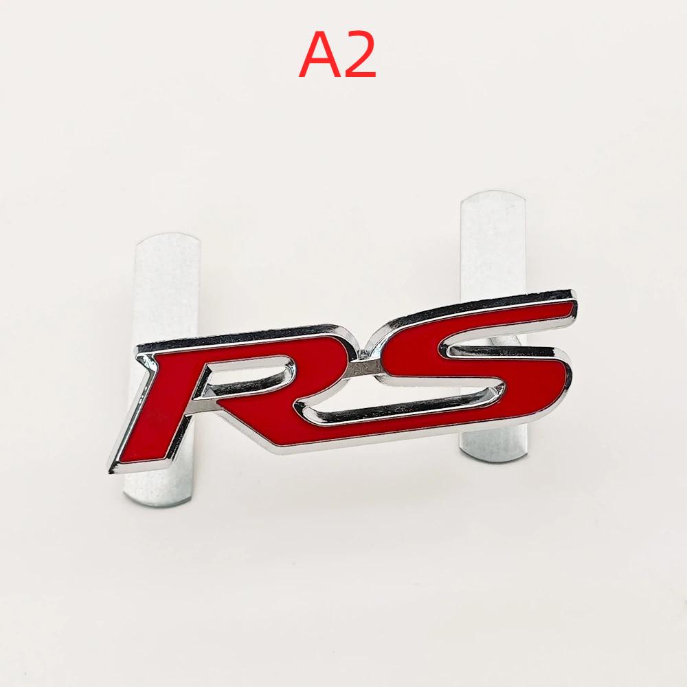 3D Metal Car Front Grille Emblem RS Logo Badge Rear Trunk Fender Sticker