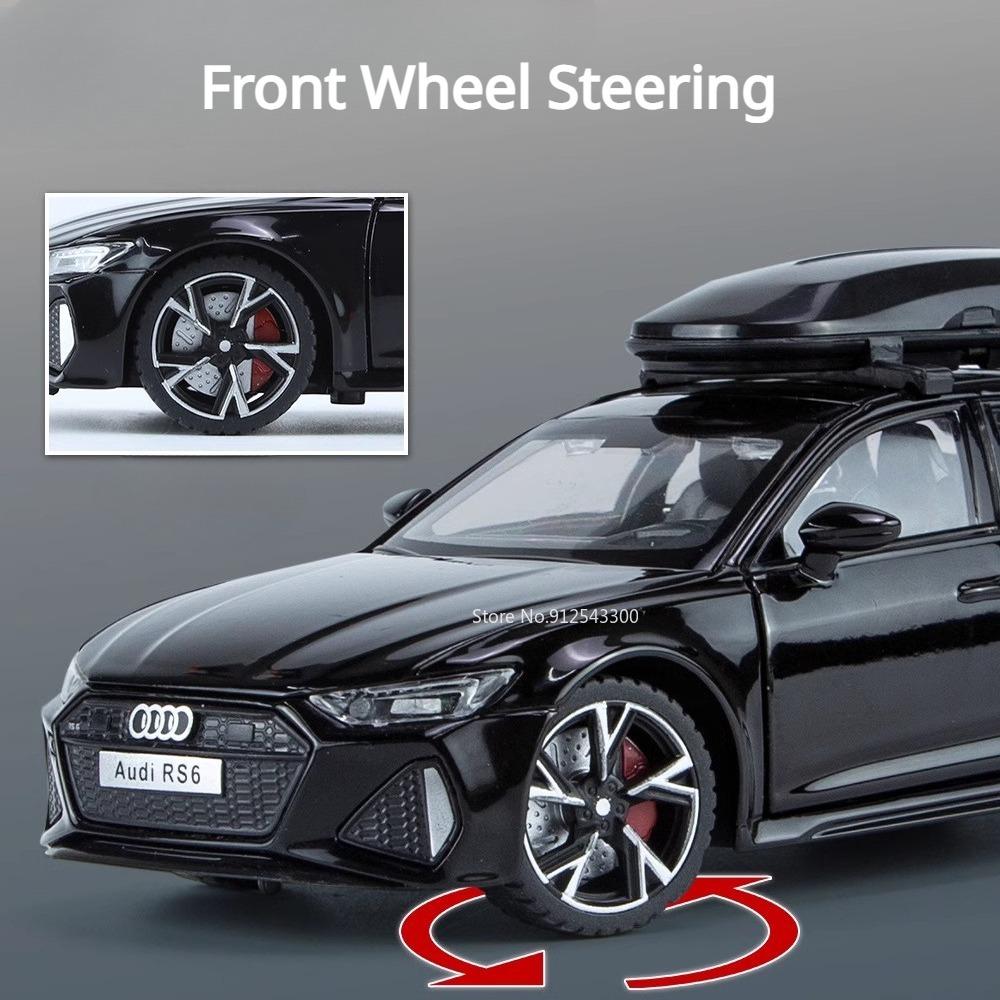 1/32 RS6 Car Model Toy Simulation Alloy Diecast Doors Opened Sound Light Shock Absorption Vehicle Models Ornaments Child Gifts