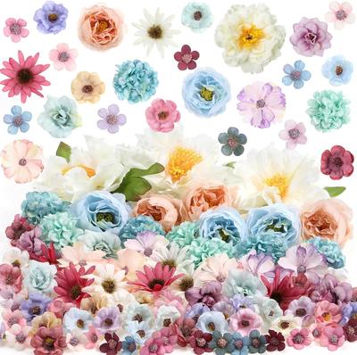 25Pcs/back Artificial Flowers Heads Silk Fake Flower for Valentine's Day DIY Gift Accessories Home Room Decor Wedding Decoration