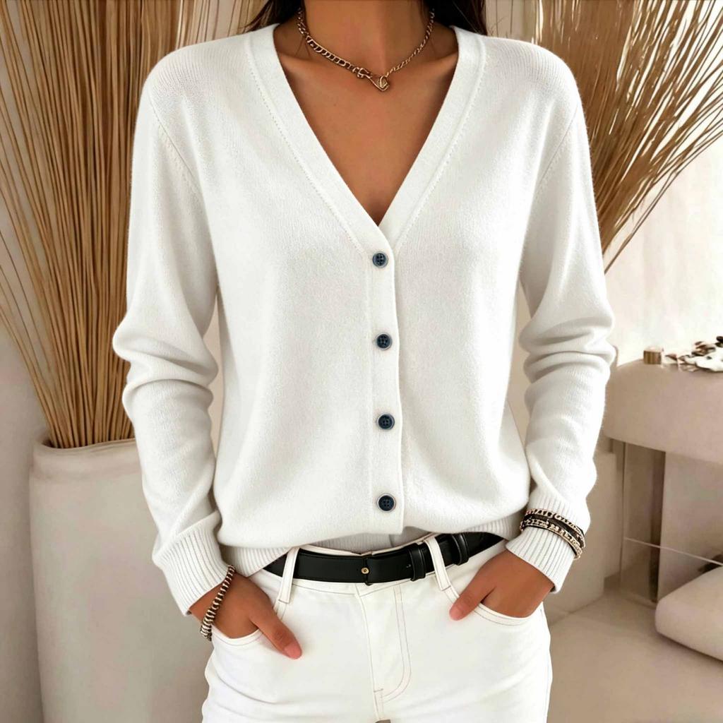 Women's Color Button Front Cardigan Sweater Loose Fit Casual Top