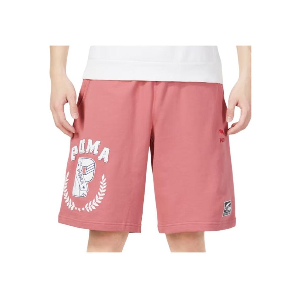 Puma Letter Print Lace-Up Straight Casual Shorts Men shorts Pink 623255-50