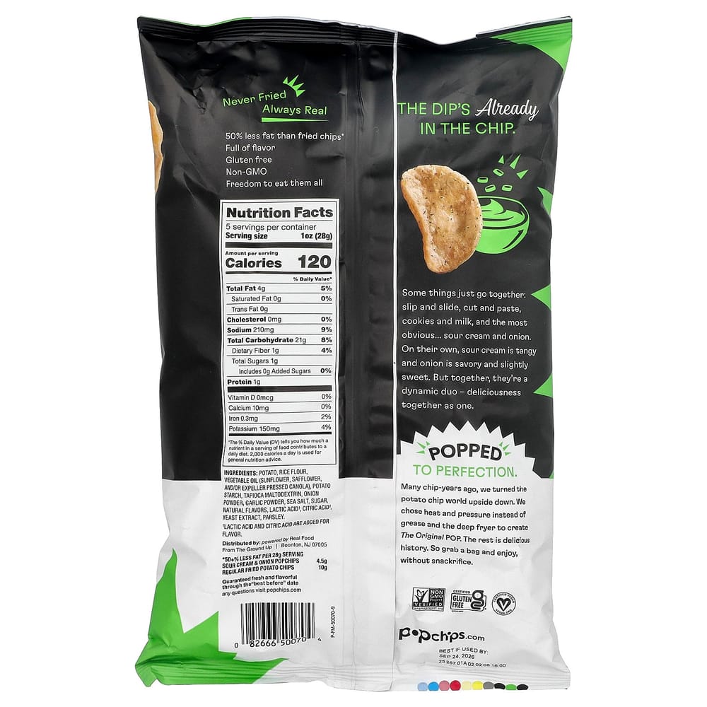 iHerb Popchips Potato Chips Sour Cream & Onion 5 oz (142 g)