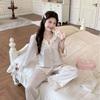 Ice Silk Pajamas for Women 1011 New Palace Style Long Sleeve and Long Pants Homewear Set Korean Sweet Style Loose Fit