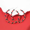 1 Pair Cute Circle Candy Cane Alloy Earrings Christmas Nordic Style Red Color Santa Jewelry Accessories