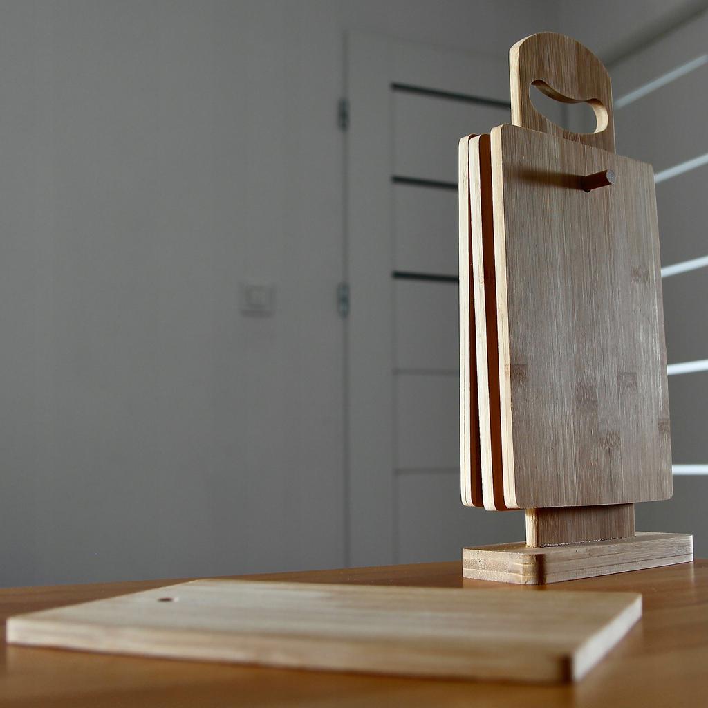 Cutting Boards Set Of 4 Bamboo Kitchen Boards + Wooden Stand