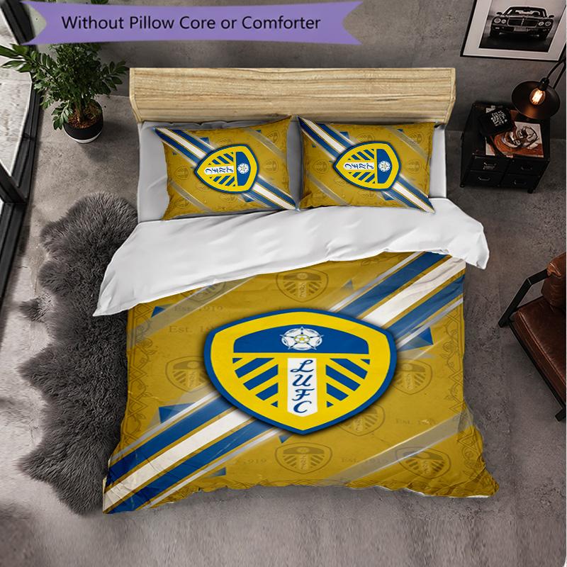 Leeds United Themed Bedding 3Pcs Duvet Cover Set Decorative Bed Linen For Teen Room Home Decoration