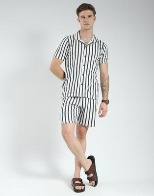 Men's Printed Collar Neck Bermuda Set