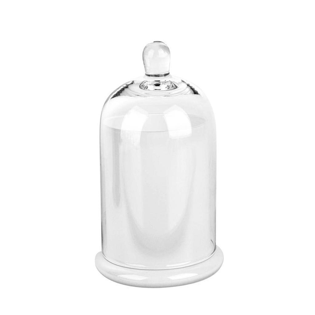Cloche Glass Dome Candle Holder with Top Handle for Candy Nuts Aroma Stones