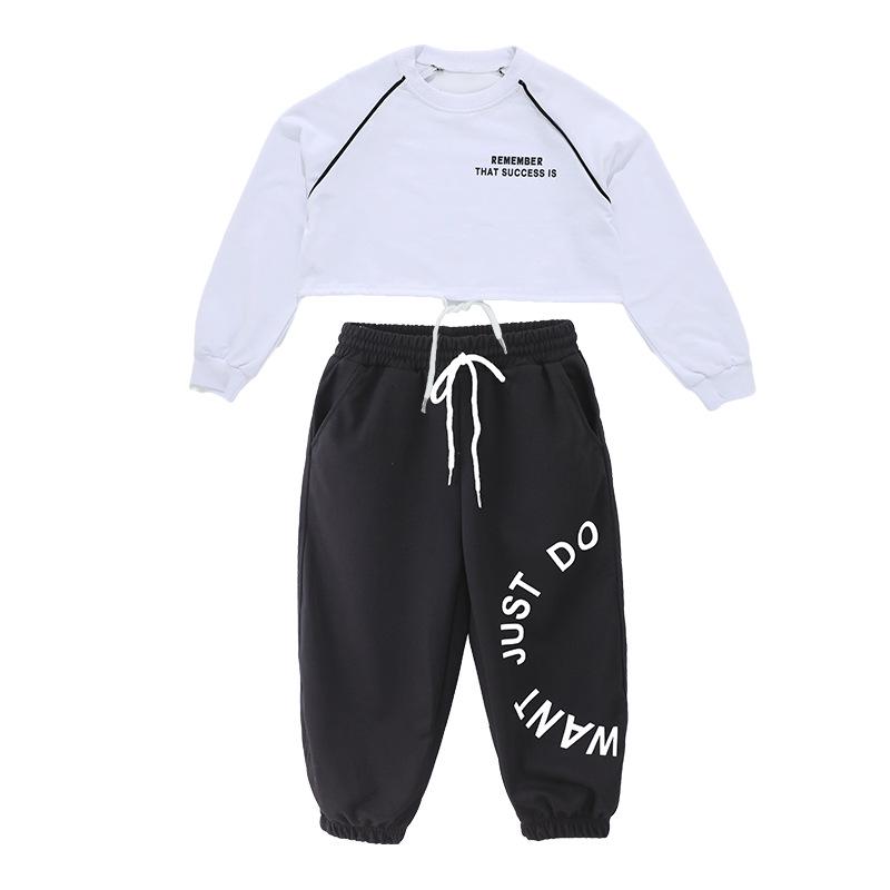 Kids' Hip Hop Dance Outfits: Boys & Girls Spring/Autumn Performance Wear with Crop Tops and Sweatpants