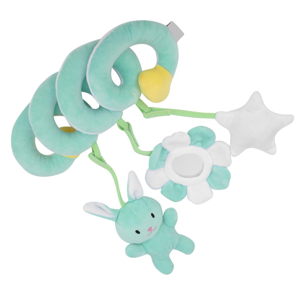 Baby Stroller Hanging Toy Appeasing Infant Spiral Activity Rattle Newborn Plush ToyGreen