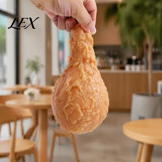 Office Desk Fidget Toy Fried Chicken Leg Squeeze Toy, Stress Relief Drumstick Sensory Fake Reducing Hand Food for Basket Stuffers, Party Favors