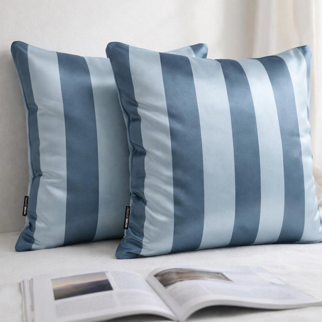 Design Decorative Throw Pillow Covers, Striped Modern Satin Cushion Cover Pack of 2 Pillowcases