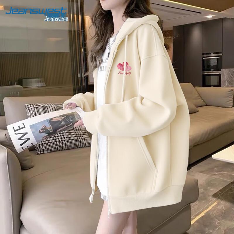 JEANSWEST Women's Oil Painting Heart Zip-Up Hoodie