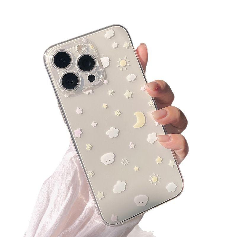 Full screen cloud moon suitable for iPhone11promax mobile phone case 11pro transparent TPU space case fine hole