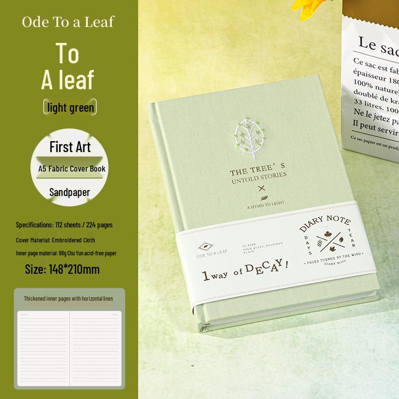 Leaf Pattern Hardcover Embroidery Notebook: Student Diary & Office Planner