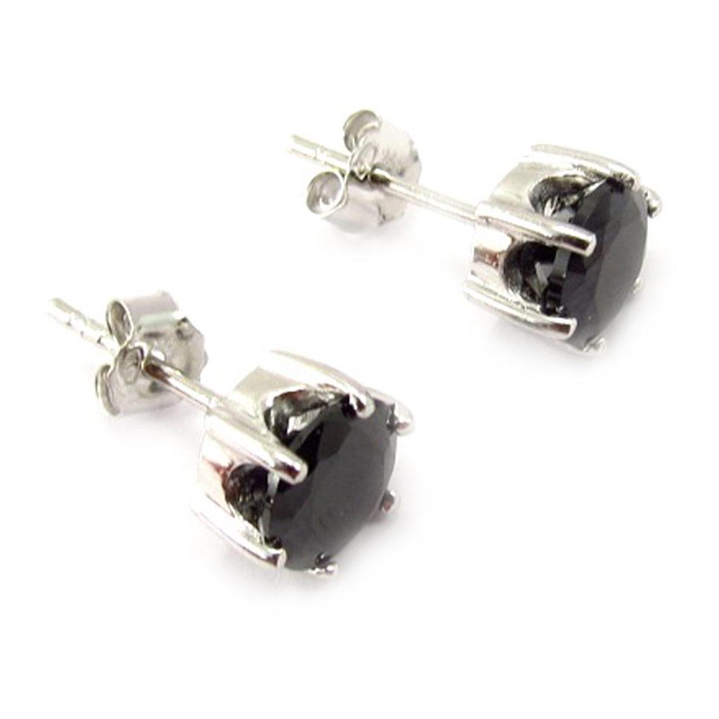 Les Trésors De Lily [K5163] - Black 'Essentiel' Silver Earrings 7 Mm