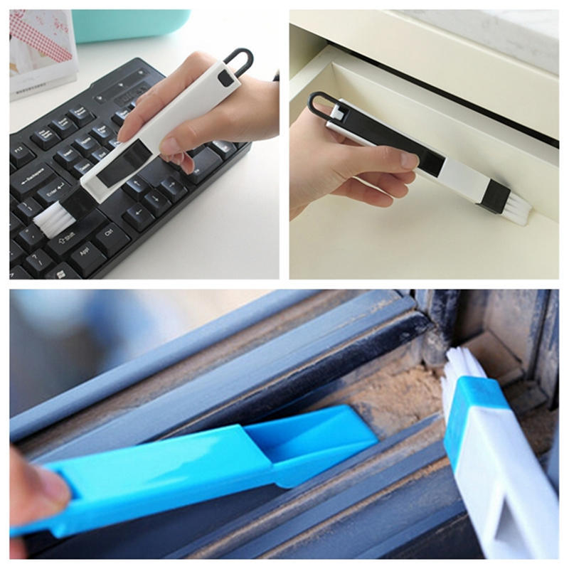 2 In 1 Polished Window Track Cleaning Brush Keyboard Nook Cranny Dust Shovel