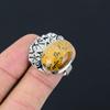 Natürlicher Bildjaspis Geburtstag Hochzeit Ethnischer Statement-Ring Größe 8 925 Silber