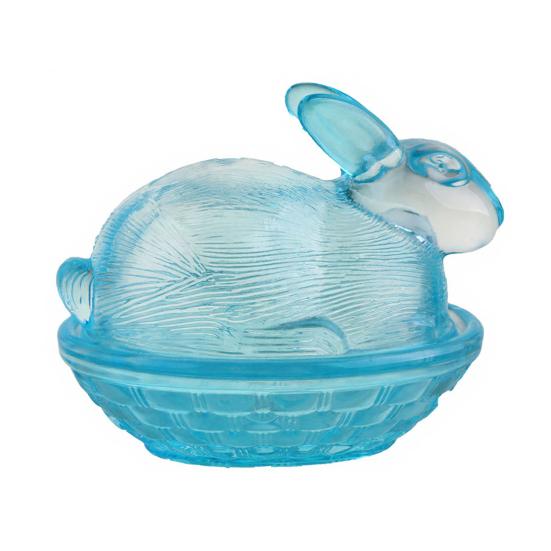 Стеклянная конфетница в виде кролика, пасхальная конфетница в виде кролика с крышкой, блюдо для подачи закусок для угощений на вечеринке, праздничное украшение стола синий