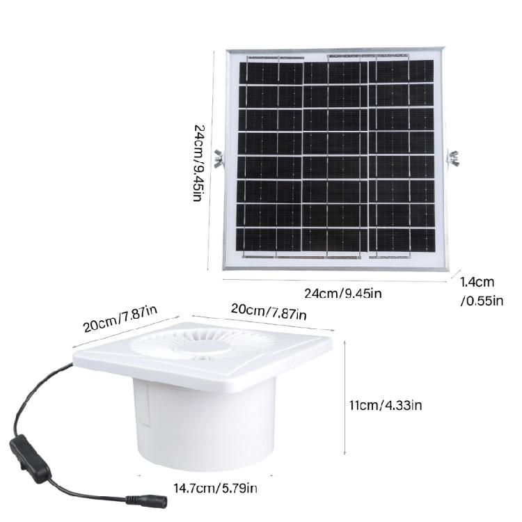 6 Inch Solar Exhaust Fan Brushless Motor Low Noise Design 8W Panel For Outdoor Indoor Ventilation In Sheds Greenhouses