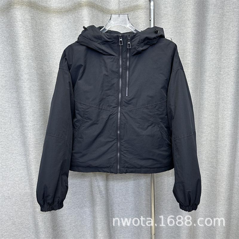 Hooded long-sleeved double-zipper short down jacket women's winter new loose and thin simple casual jacket jacket jacket