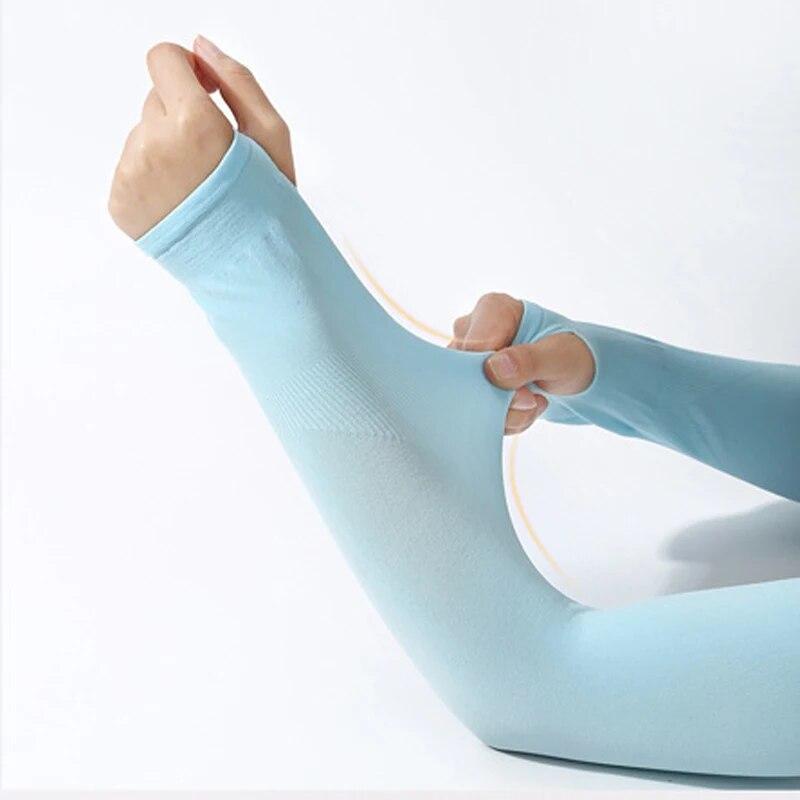 Sunscreen Ice Sleeves UV Resistant Summer Outdoor Sleeves Simple Solid Color Arm Protection Ice Silk Sleeves Long Pattern