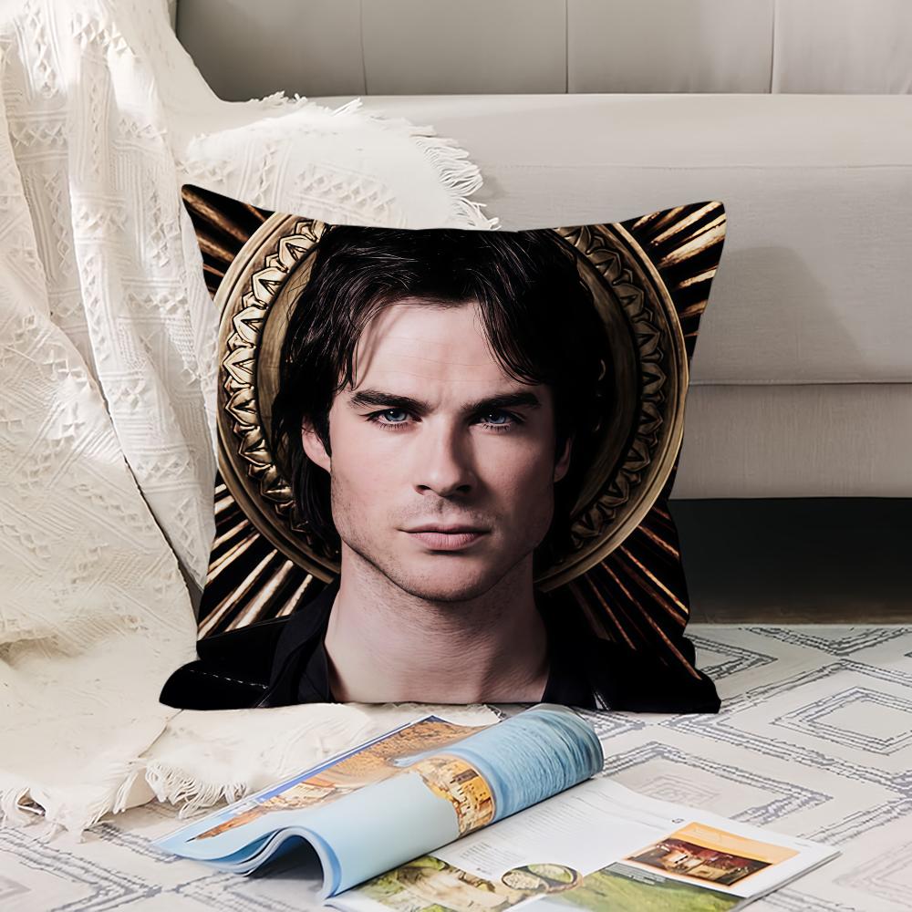 Vampire Diaries Starring D-Damon S-Salvatore  Pillow Case Office Cushions Suitable For Sofa Car Bedroom Decorative Cushion Cover