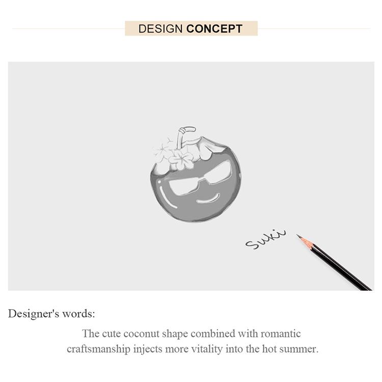 WOSTU Authentic Sterling Silver 925 Summer Coconut Charm Green Enamel Beads DIY Bracelet