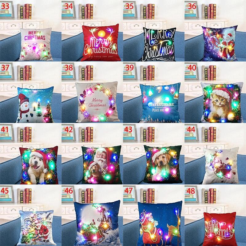 Luxurious Christmas Led Lights Linen Pillow Case For Festive Home Decor And Cozy Sofa