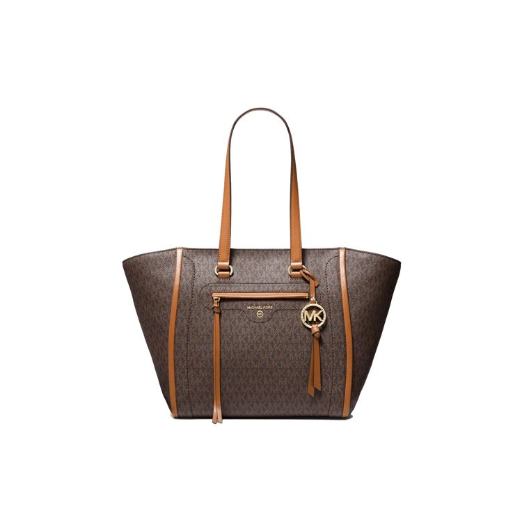 

Michael Kors MK Carine Monogram Color Block Letter Logo Canvas Tote Bag Women tote bags Dark-Brown Acorn-Brown 30S1GCCT3B-252 Basic Set (Bag+Dust Bag)