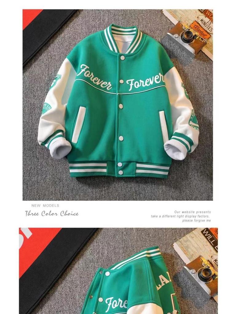 Modna kurtka chłopięca wiosna/jesień 2025 - Stylowa dziecięca bluza bejsbolowa