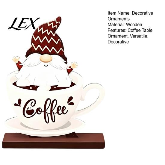 Coffee Lover Gift Ideas Bar Table Ornament, Wooden Theme Stand with Stable Tabletop Displays Base, Retro Farmhouse Tray for Kitchen Station Countertop