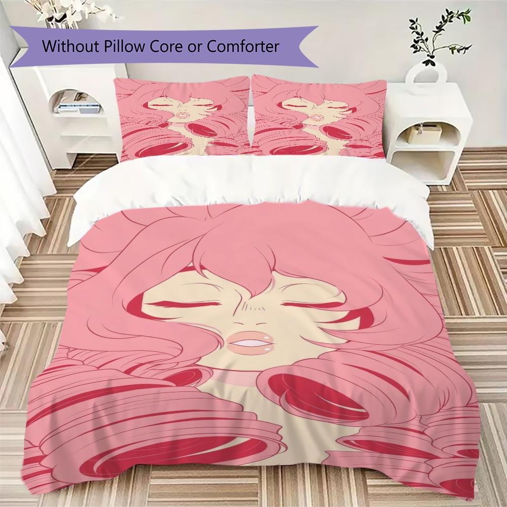 Rose Quartz Pattern Bedding uilt Set uilt Cover Pillowcase Home Decoration Birthday Gift (1 * duvet cover + 2 * pillowcase without core)