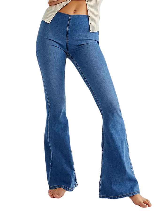 

Women s Mid-Waist Flare Jeans 2XL середній синього кольору