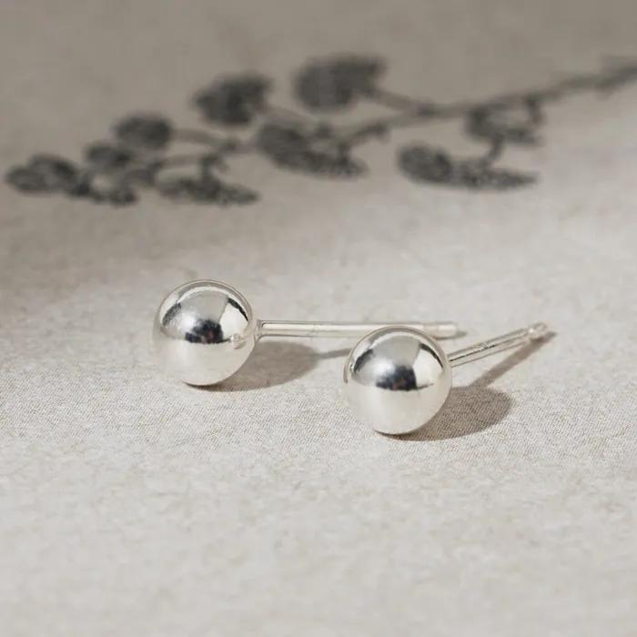 925 Silver Basic Silver Ball Earrings